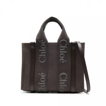 Chloé Woody Linen Handbag: Linen Ease, Leather Finish