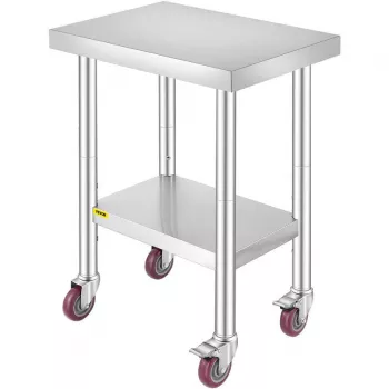 Rolling Stainless Steel Work Table with Wheels for Prep
