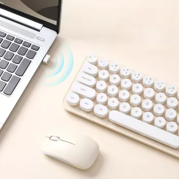 Retro Wireless 65% Keyboard & Mouse Combo: Round Keys