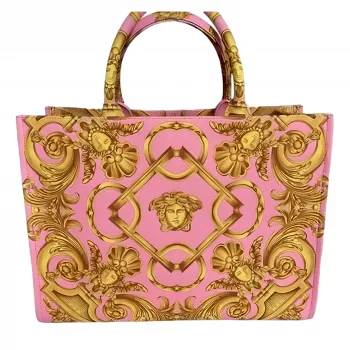 Versace Pink Tote: Adjustable Strap & Zip Pocket