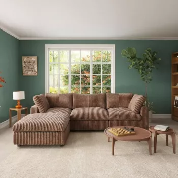 Washable Modular L-Shaped Sectional with Chaise Ottoman