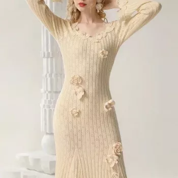 Fishtail Sweater Dress: Romantic Knit for Cold Days