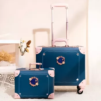 Vintage PU Leather Trolley Set: Chic, Organized Travel