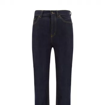 Saint Laurent Straight-Fit Cotton Jeans: Leather Patch